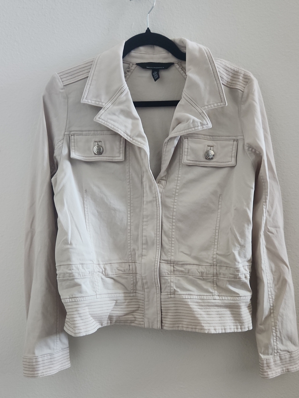 White House Black Market Light Beige Jean-Style Utility Jacket